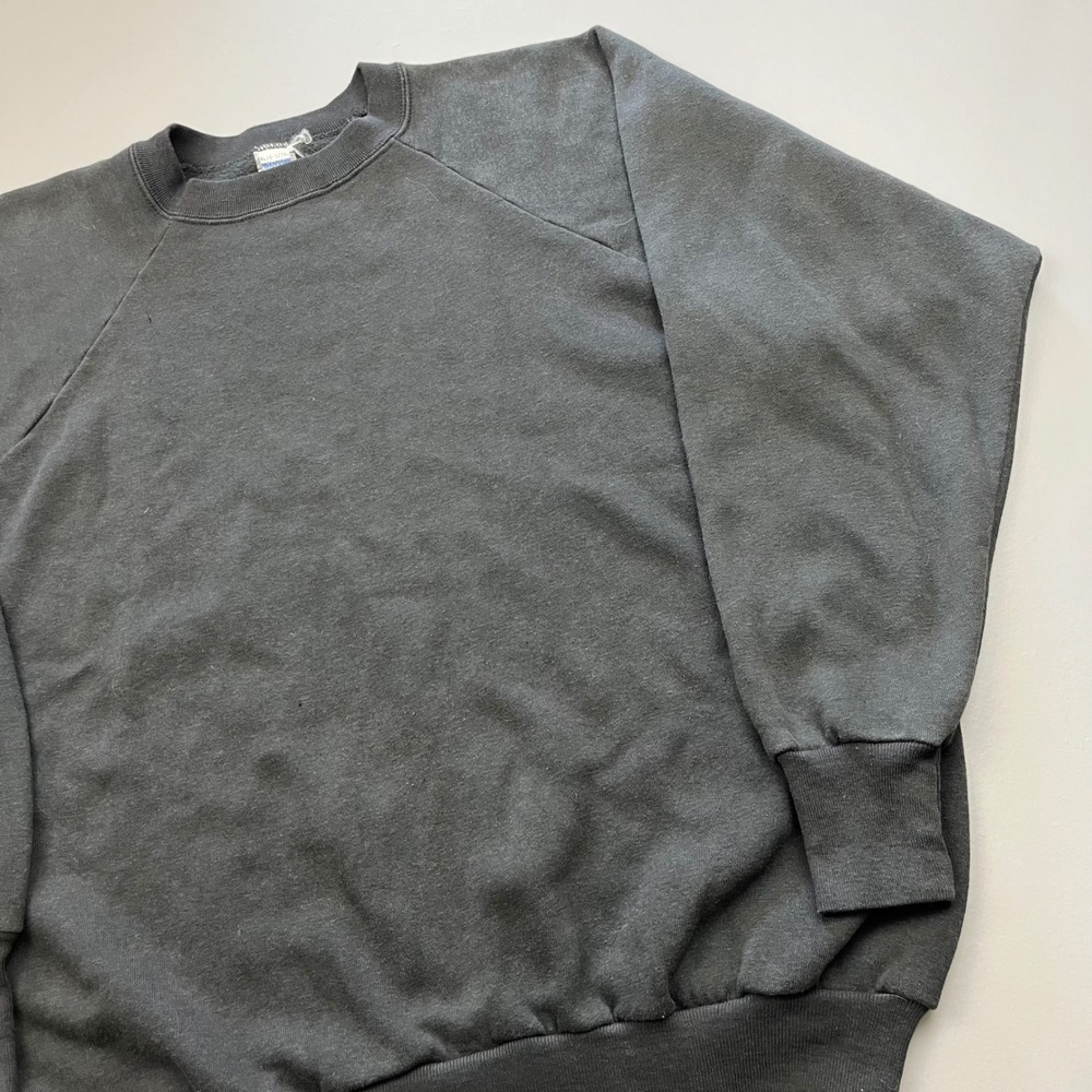 Healthknit Sweatshirt Mens XL Black Vintage Raglan Sleeve Fleece 70s USA Made